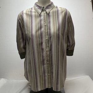 Lemon Grass Studio Women's XL Shirt Striped Long Sleeve Textured Front button